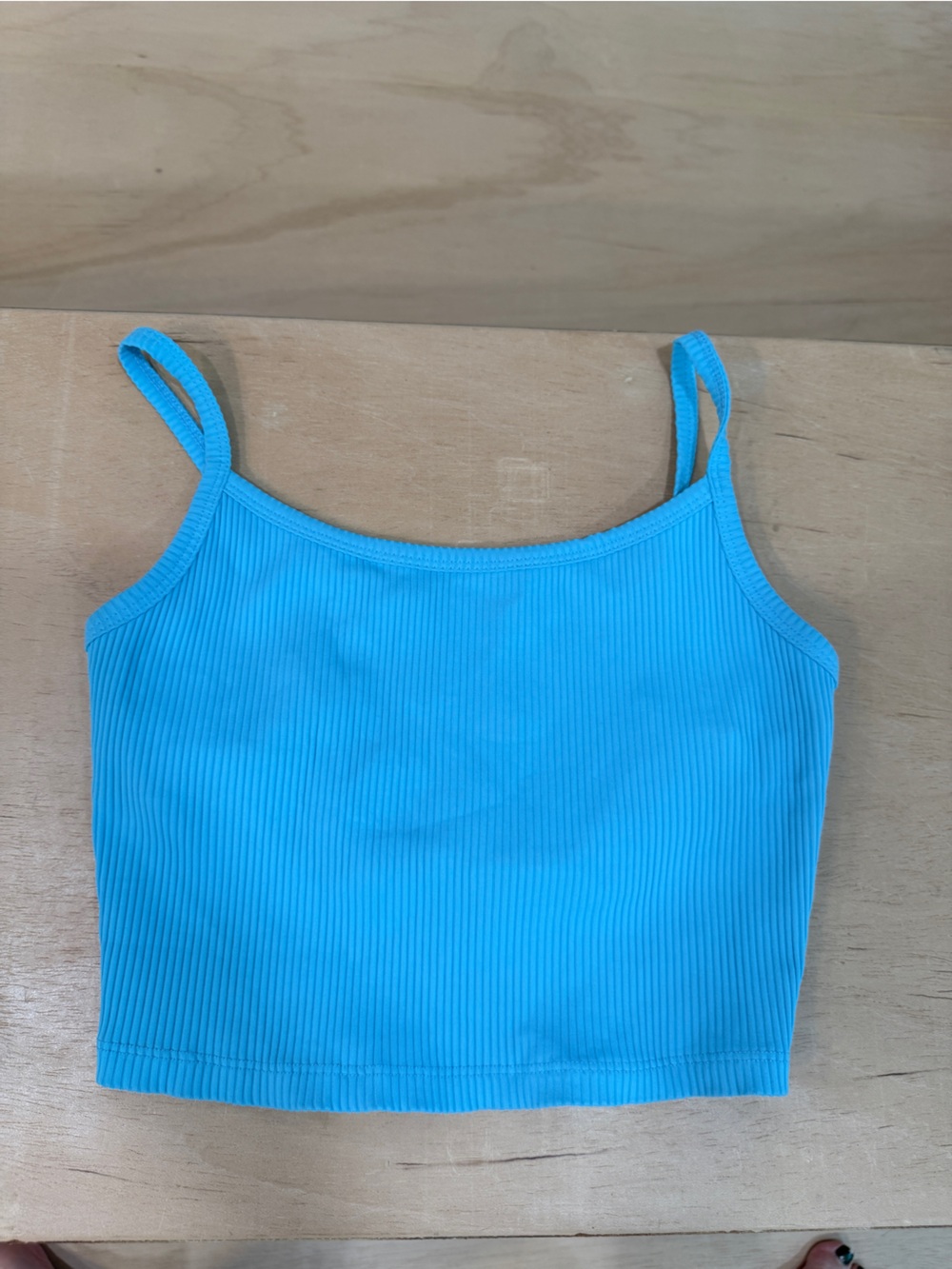 Year of Ours Bright Turquoise Ribbed crop Top size medium